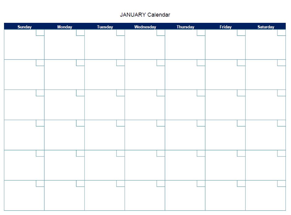 BLANK LANDSCAPE CALENDAR