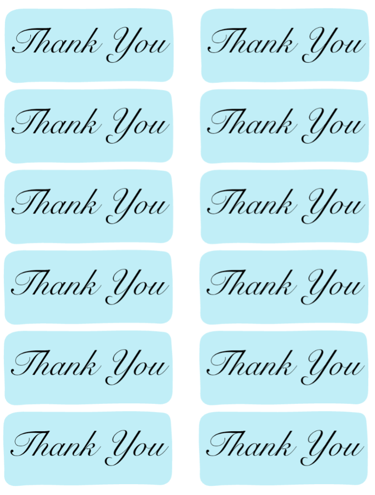THANK YOU LABELS - BLUE RECTANGLES