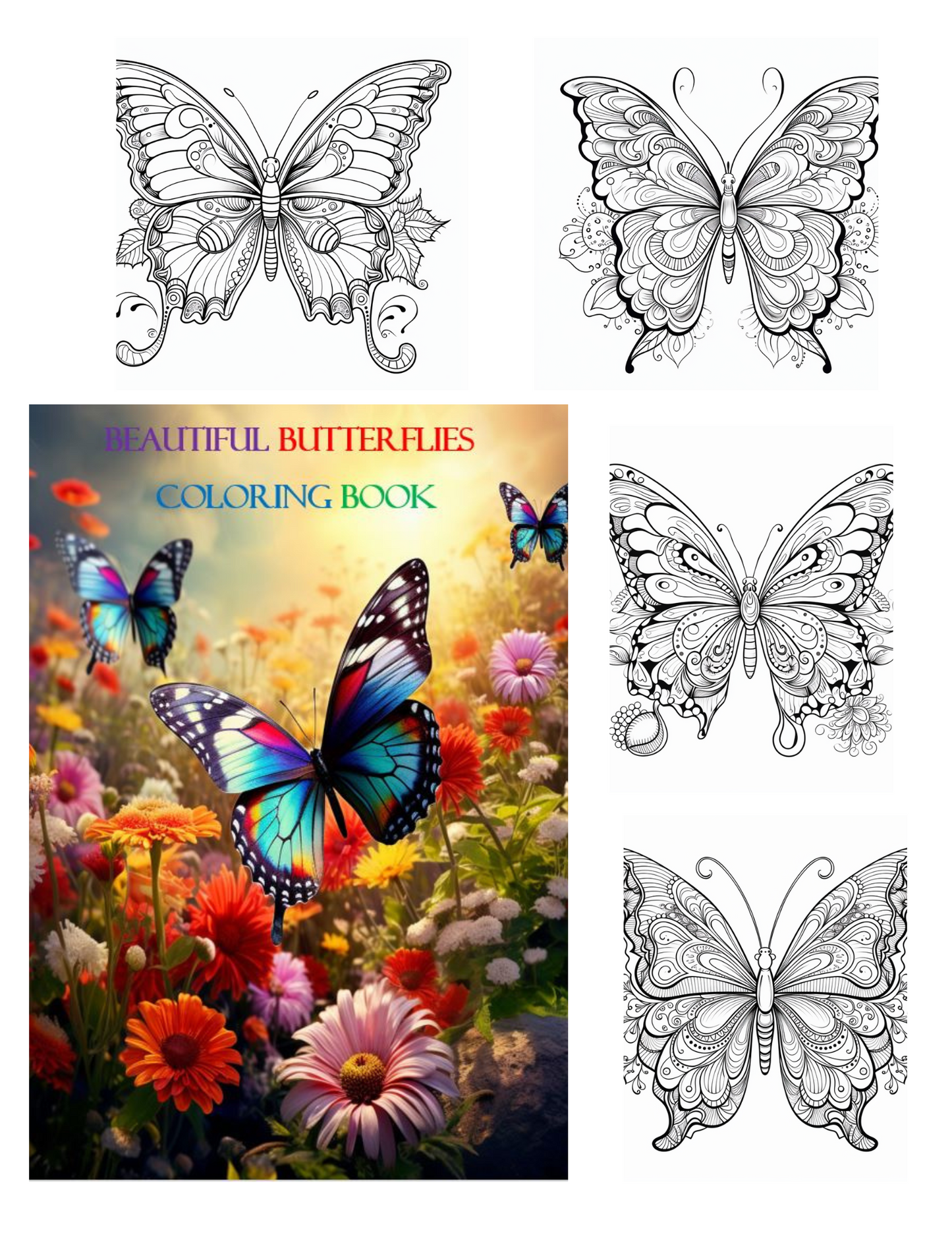 BEAUTIFUL BUTTERFLIES COLORING BOOK