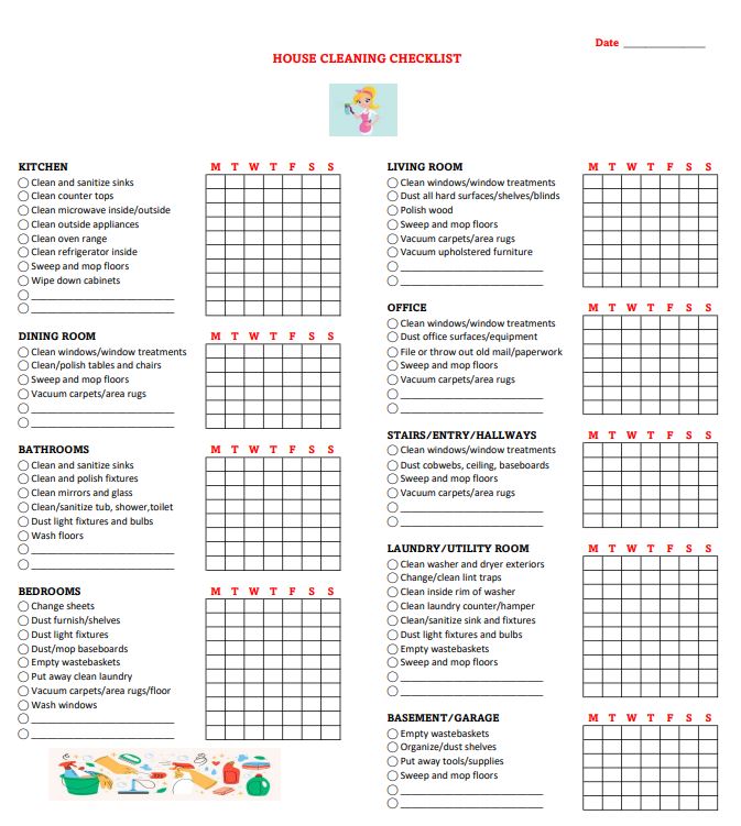HOUSE CLEANING LIST