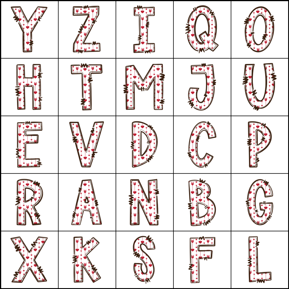 VALENTINE-THEMED ALPHABET BINGO TEMPLATE SET