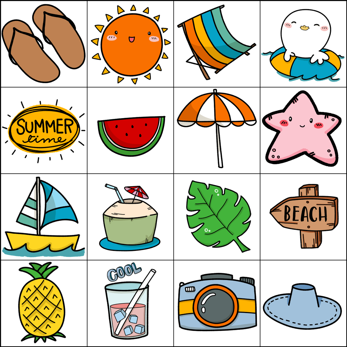 Simply Love PLR Summer Bingo Template Set 4 X 4