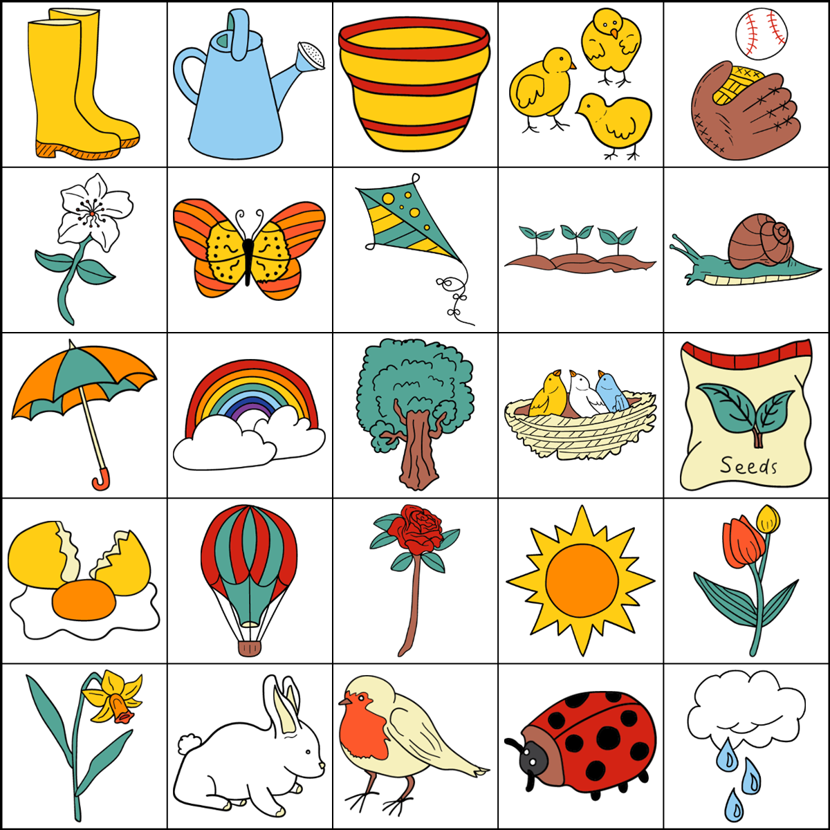 Spring Bingo Template Set