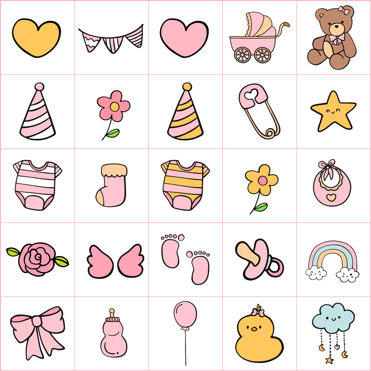 Baby Girl Shower Bingo Template