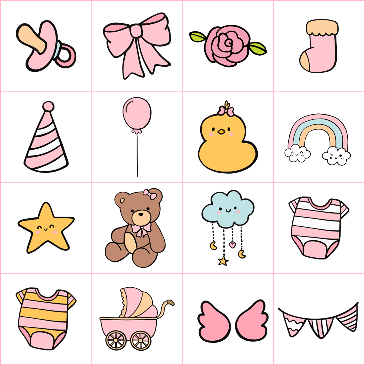 Baby Girl Shower Bingo Template