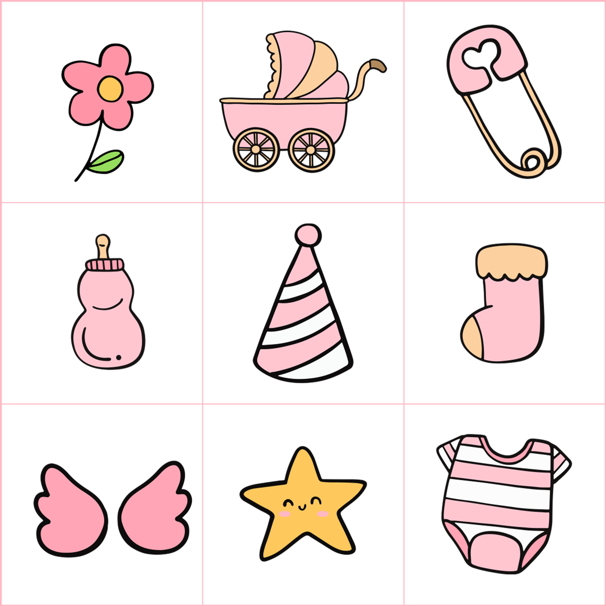 Baby Girl Shower Bingo Template