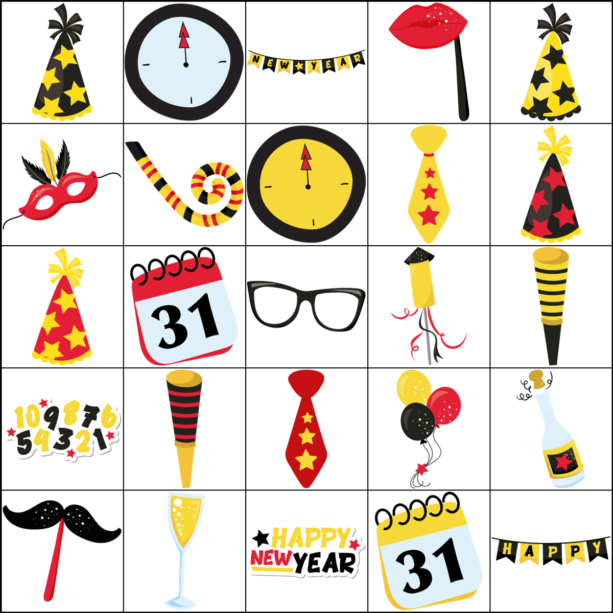 Simply Love PLR New Year's Eve Bingo Template Set 5 x 5