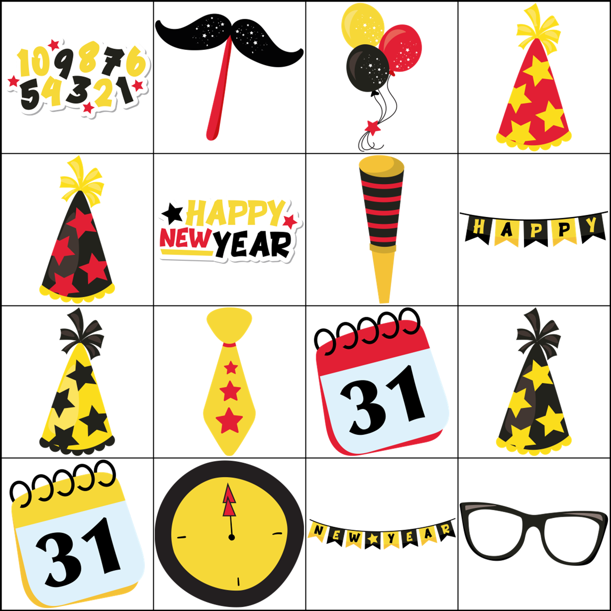 Simply Love PLR New Year's Eve Bingo Template Set 4 x 4