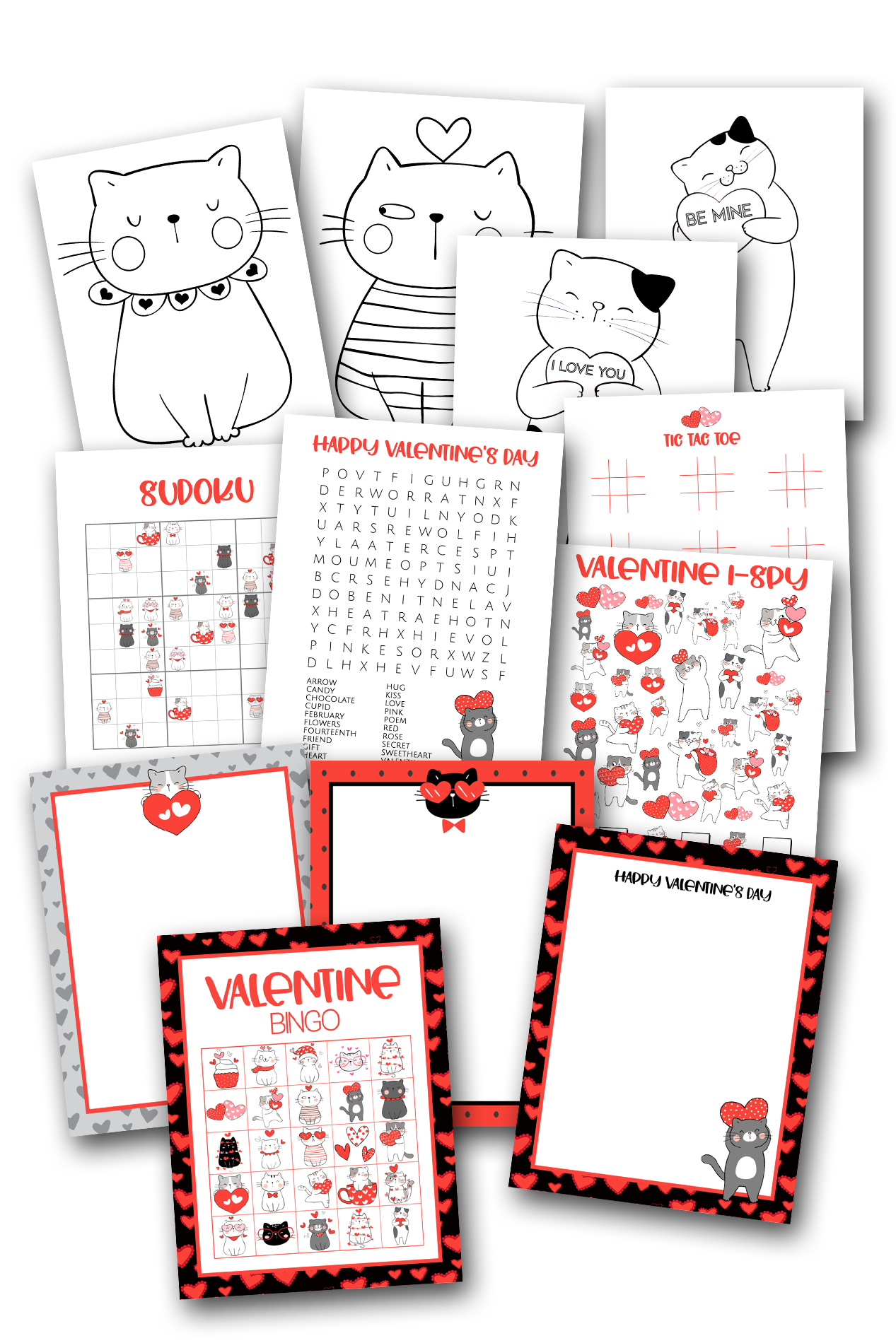 Simply Love PLR Valentine Activity Set Cat Theme