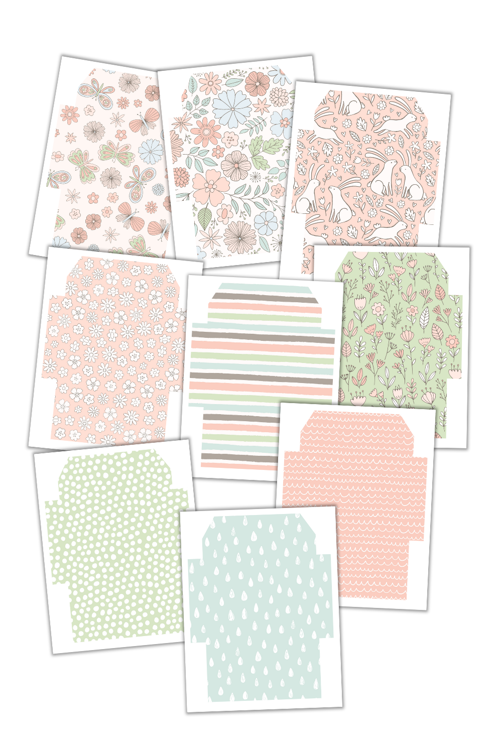 Spring & Easter Pink Flower & Bunny Envelopes