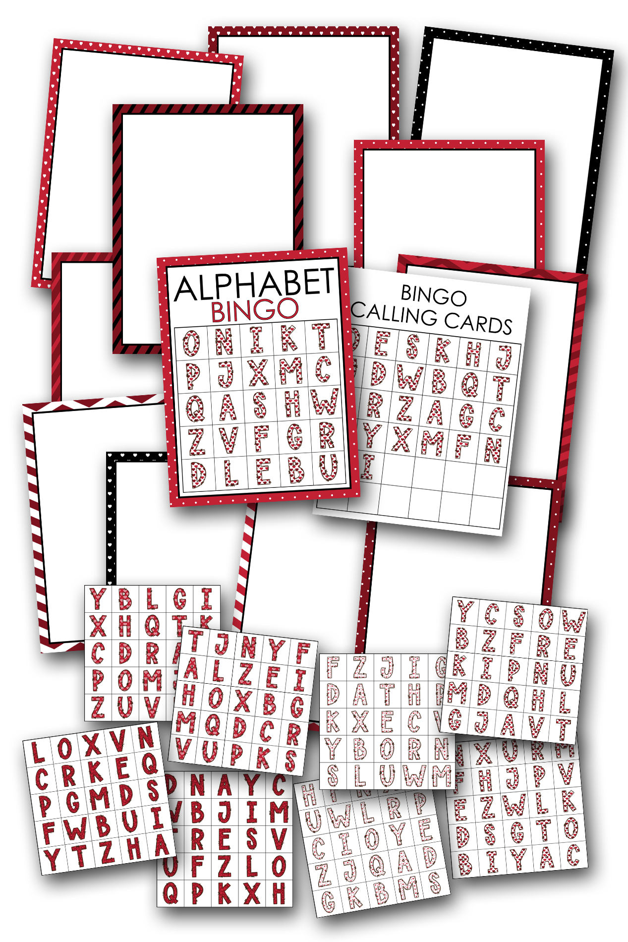 VALENTINE-THEMED ALPHABET BINGO TEMPLATE SET