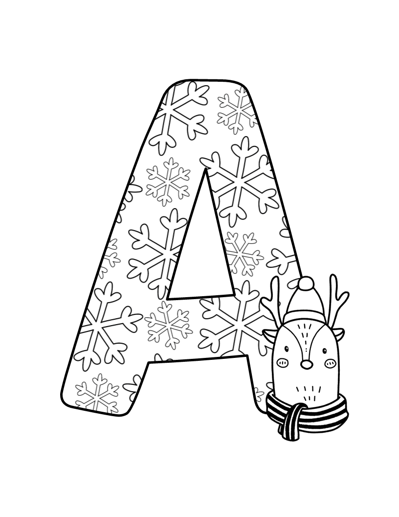 Simply Love PLR Winter Wonderland Christmas Monogram Coloring Page