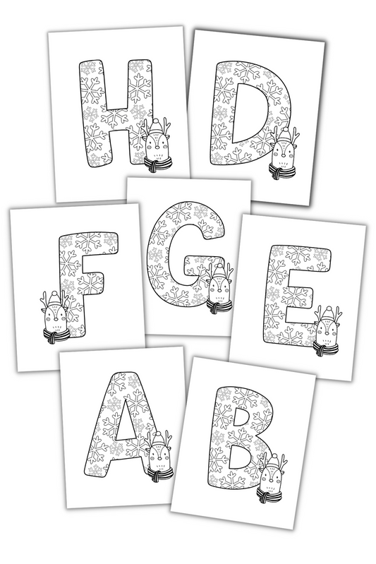 WINTER WONDERLAND MONOGRAM COLORING PAGES