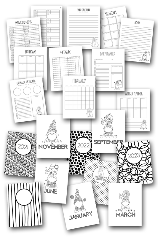 Year of the Gnome Coloring Home Organization Planner Journal